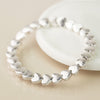 Breichled Calonnau Arian | Silver Plated Worn Hearts Bracelet