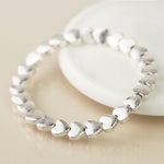 Breichled Calonnau Arian | Silver Plated Worn Hearts Bracelet