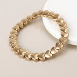 Breichled Calonnau Aur | Gold Plated Polished Hearts Bracelet