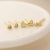 Set o Dri Clustdlysau Styd - Calonnau a Styds | Triple Stud Earring Set - Hearts & Studs