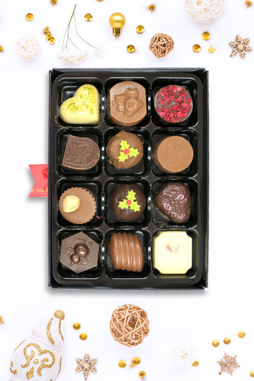 Sioceld Wickedly Welsh  | Wickedly Welsh Chocolate - Christmas Box of Twelve