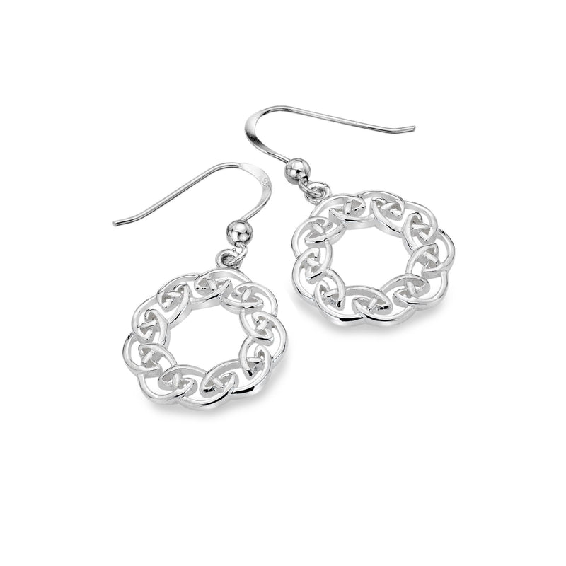 Clustdlysau Cwlwm Celtaidd Crwn | Silver Celtic Circular Knotwork Earrings