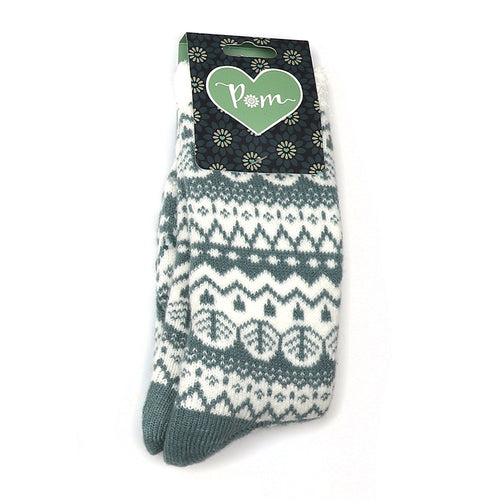 Sanau Nordig Clyd - Glas | Fairisle Cosy Slipper Socks - Duck Egg