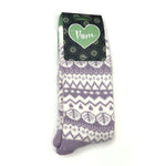 Sanau Nordig Clyd - Lelog | Fairisle Cosy Slipper Socks - Lilac