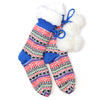Sanau Sliperi Nordig - Glas | Fair Isle Sherpa Slipper Socks - Bright Blue