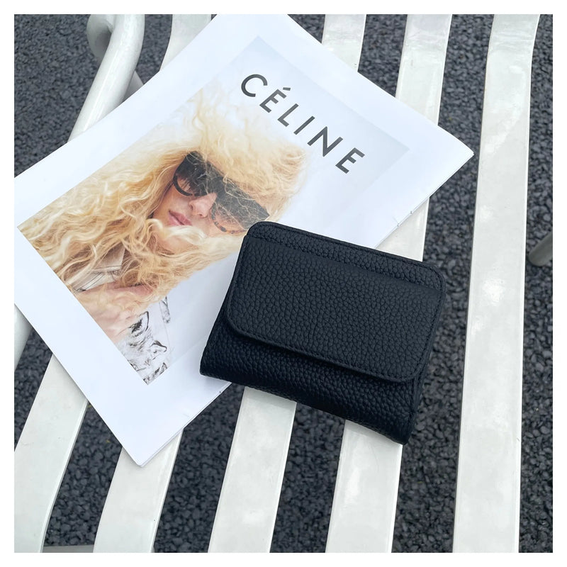 Pwrs Lledr | Leather Coin & Cards Purse - Black