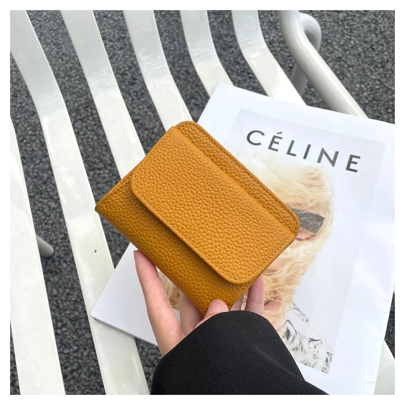 Pwrs Lledr | Leather Coin & Cards Purse - Mustard