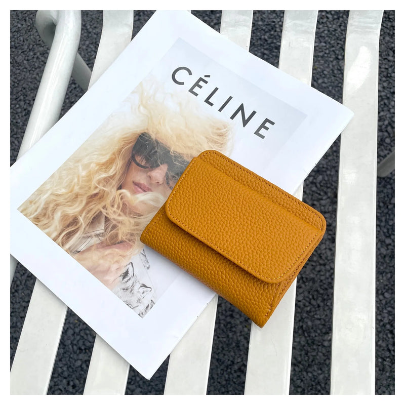 Pwrs Lledr | Leather Coin & Cards Purse - Mustard