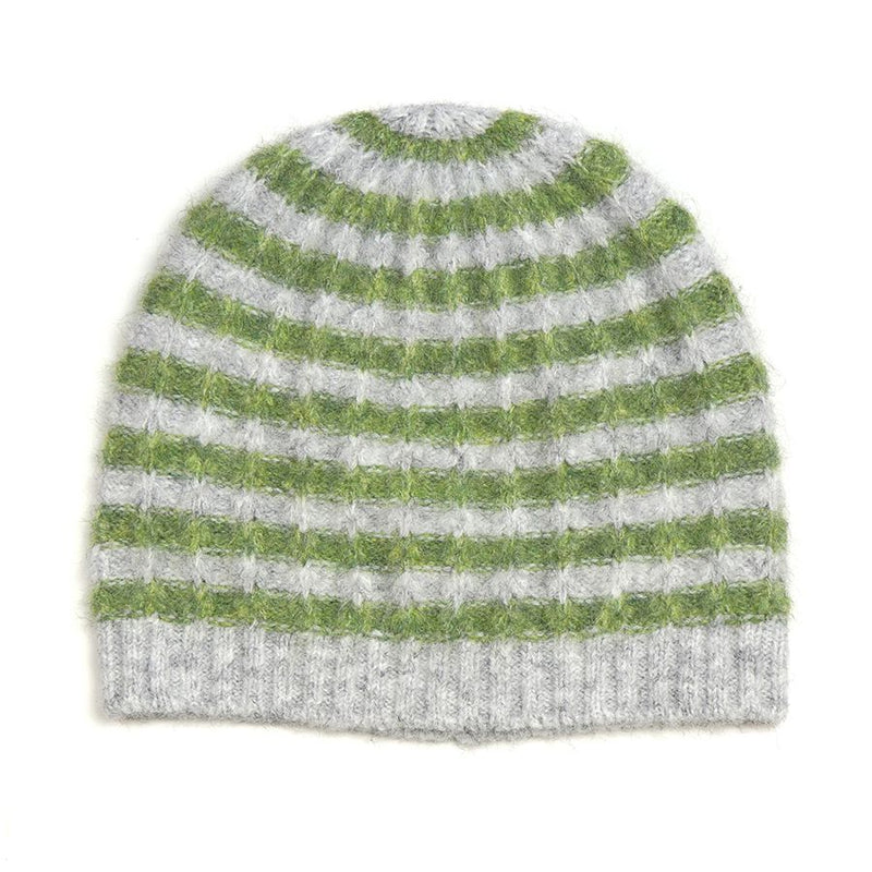 Cap Streips | Mint Green and Grey Striped Beanie Hat