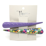 Purple and multi floral mix clip duo