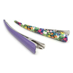 Purple and multi floral mix clip duo