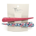 Pink and blue mix floral mix clip duo