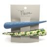 Blue and green floral mix clip duo