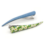 Blue and green floral mix clip duo