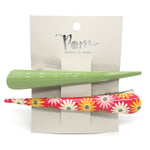 Pale green and pink floral mix clip duo