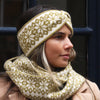 Olive and cream mix starflower knit headband