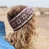 Burgundy and cream mix starflower knit headband