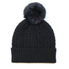 Black recycled herringbone bobble hat