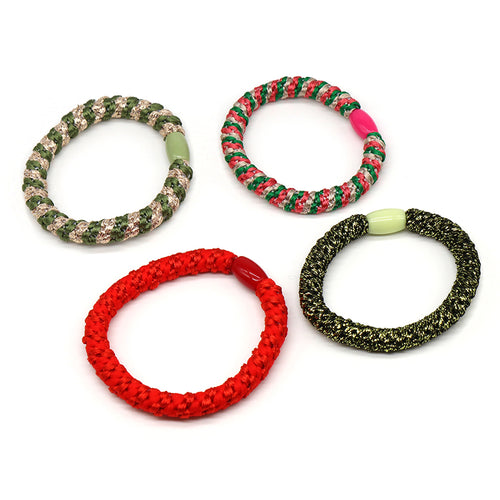 Green and red mix 4 pack hairbands