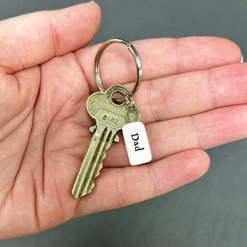 Cylch Goriad Serameg - Dad | Ceramic Keyring - Dad