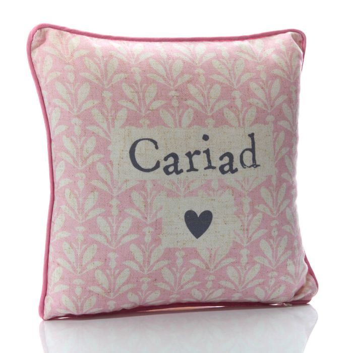 Clustog Cariad | Pink and White Flower Cushion - Cariad