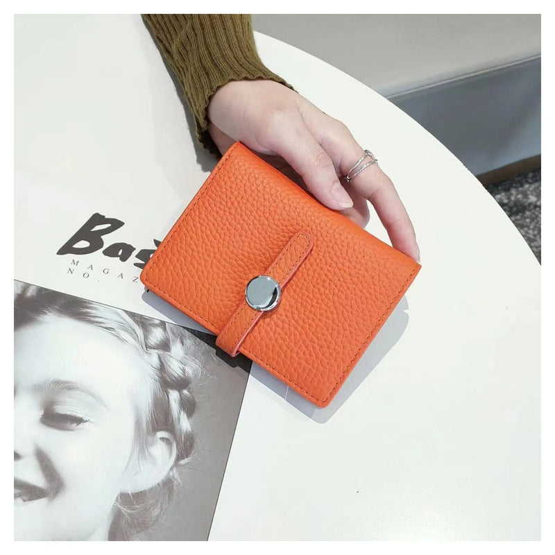 Pwrs Lledr | Leather Tab Closure Purse - Orange