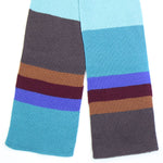 Sgarff Bloc Wedi'i Weu - Gwyrddlas a Llwyd  | Block Knitted Scarf - Aqua Grey