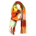 Sgarff Siec Fflwfflyd | Fluffy Check Scarf - Autumn Brights