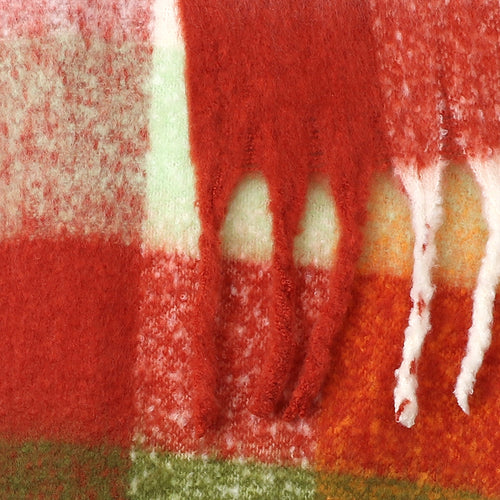 Sgarff Siec Fflwfflyd | Fluffy Check Scarf - Autumn Brights