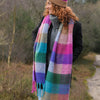 Sgarff Siec Fflwfflyd | Fluffy Check Scarf - Rust & Pink