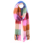 Sgarff Siec Fflwfflyd | Fluffy Check Scarf - Rust & Pink