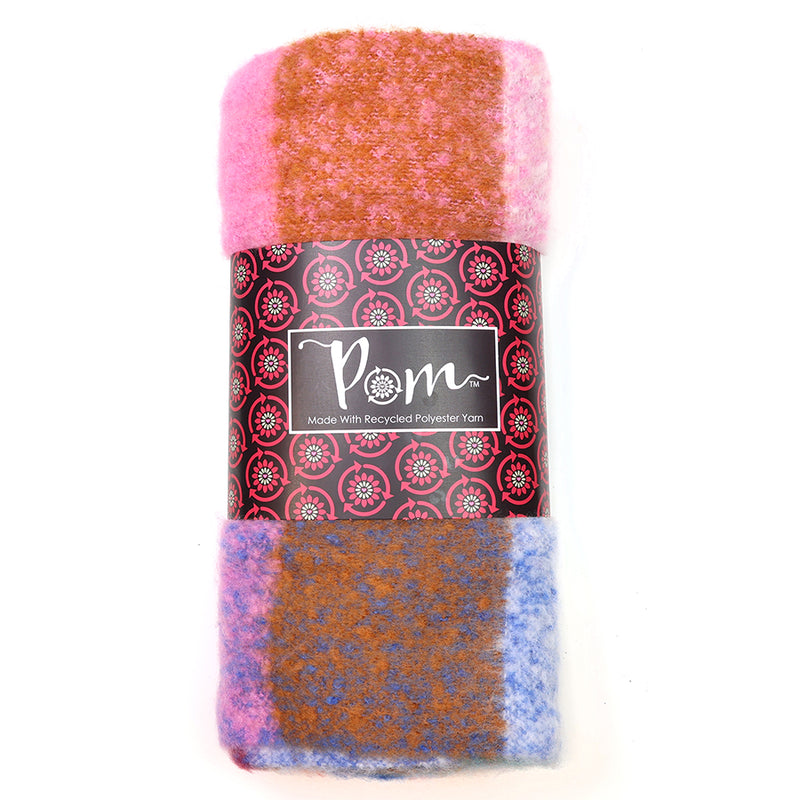 Sgarff Siec Fflwfflyd | Fluffy Check Scarf - Rust & Pink