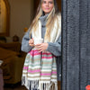 Sgarff Streipen Hufen a Magenta | Cream and magenta Twill Stripe Scarf