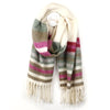 Sgarff Streipen Hufen a Magenta | Cream and magenta Twill Stripe Scarf