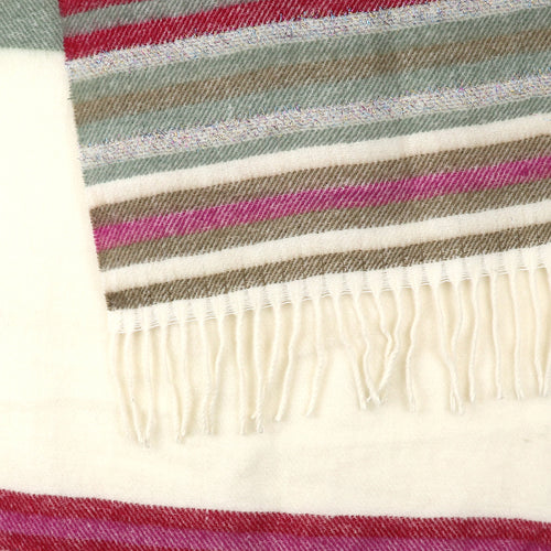 Sgarff Streipen Hufen a Magenta | Cream and magenta Twill Stripe Scarf