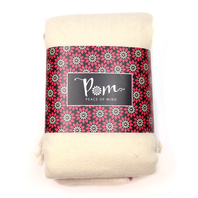 Sgarff Streipen Hufen a Magenta | Cream and magenta Twill Stripe Scarf