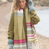 Sgarff Streipen Olif a Hufen | Olive and Cream Twill Stripe Scarf