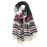 Sgarff Streipen Hufen a Magenta | Black and Magenta Twill Stripe Scarf