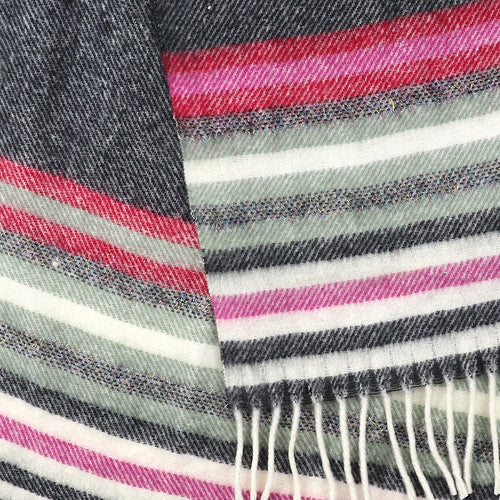 Sgarff Streipen Hufen a Magenta | Black and Magenta Twill Stripe Scarf