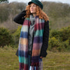 Sgarff Siec Fflwfflyd | Fluffy Check Scarf - Earthy Mix