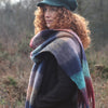 Sgarff Siec Fflwfflyd | Fluffy Check Scarf - Earthy Mix