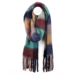 Sgarff Siec Fflwfflyd | Fluffy Check Scarf - Earthy Mix