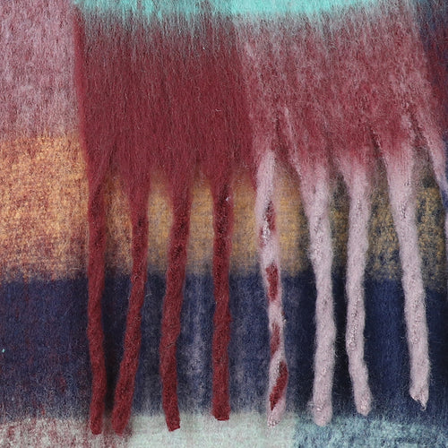 Sgarff Siec Fflwfflyd | Fluffy Check Scarf - Earthy Mix