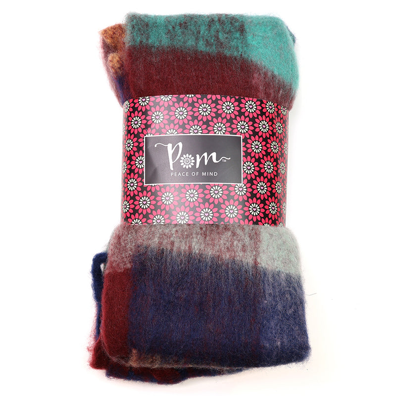 Sgarff Siec Fflwfflyd | Fluffy Check Scarf - Earthy Mix