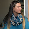 Snŵd Streip Anifail Glas | Blue Animal Stripe Snood