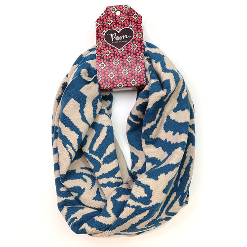Snŵd Streip Anifail Glas | Blue Animal Stripe Snood