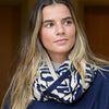 Snŵd Streip Anifail Nefi | Navy Animal Stripe Snood