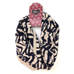 Snŵd Streip Anifail Nefi | Navy Animal Stripe Snood