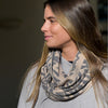 Snŵd Streip Anifail Llwyd | Grey Animal Stripe Snood