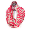 Snŵd Streip Anifail Mafon | Raspberry Animal Stripe Snood